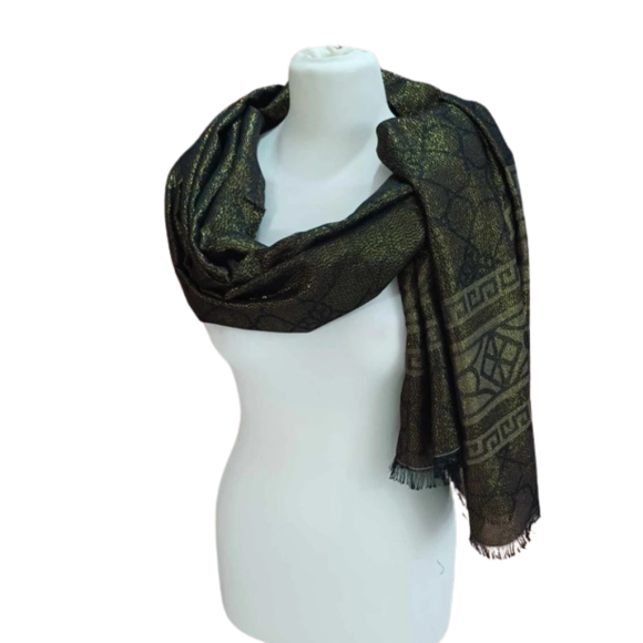 Szal jedwabny Banarasi – złoty blask (JE-100)