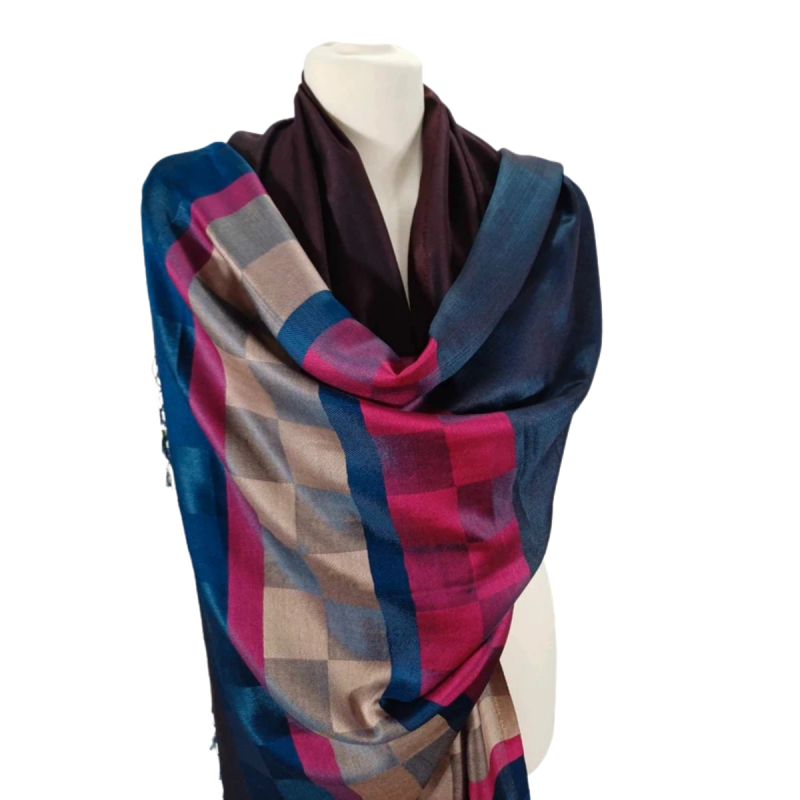 Szal jedwabny dwustronny- 100% jedwab naturalny ( J-28A)