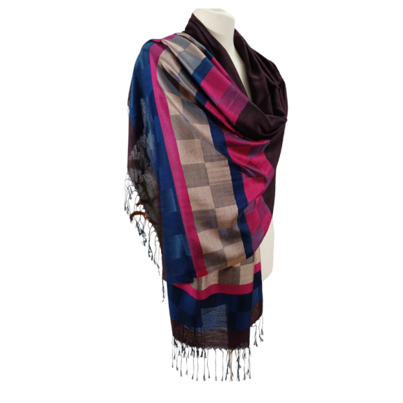 Szal jedwabny dwustronny- 100% jedwab naturalny ( J-28A)