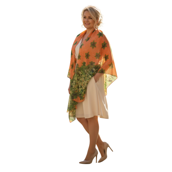 Szal bawełniany z domieszką jedwabiu – elegancja w roślinnym wydaniu ( BJ-7)