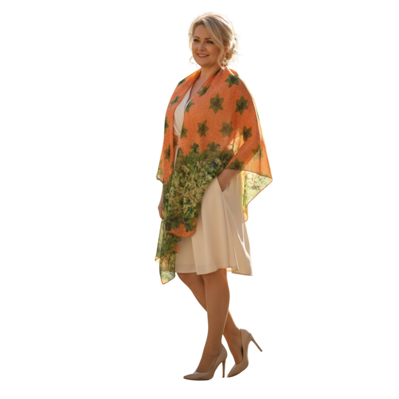 Szal bawełniany z domieszką jedwabiu – elegancja w roślinnym wydaniu ( BJ-7)