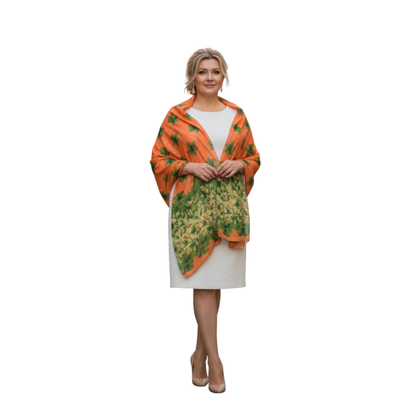 Szal bawełniany z domieszką jedwabiu – elegancja w roślinnym wydaniu ( BJ-7)