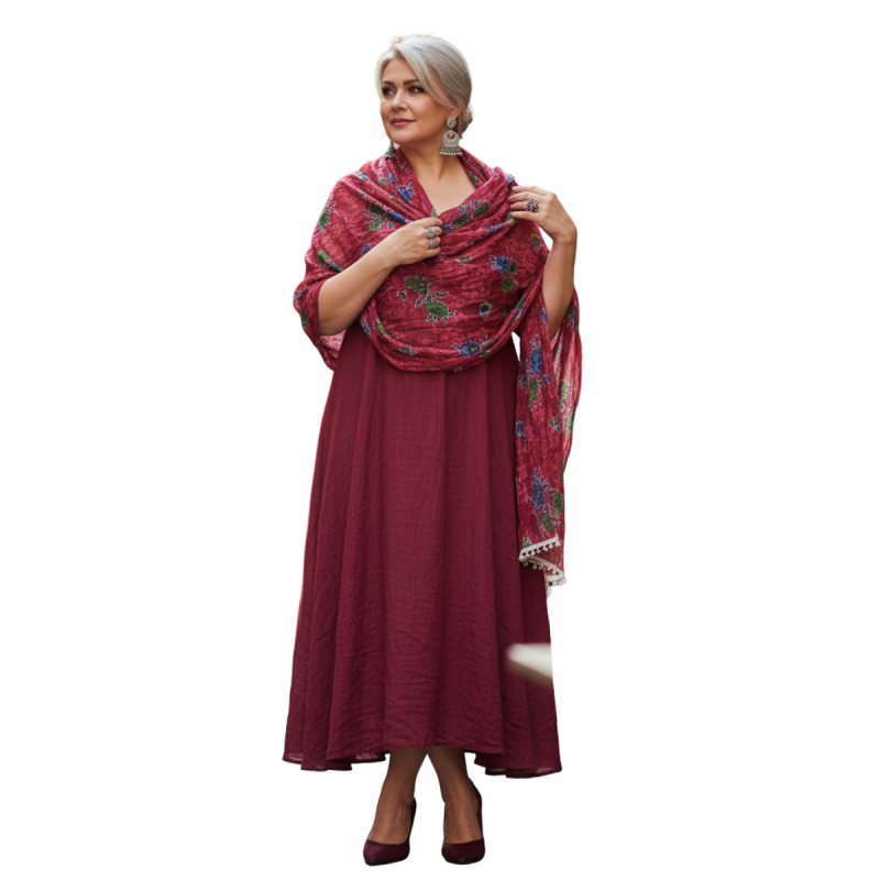 Szal w stylu Chunri - bawełniany z domieszką jedwabiu (CH-1)