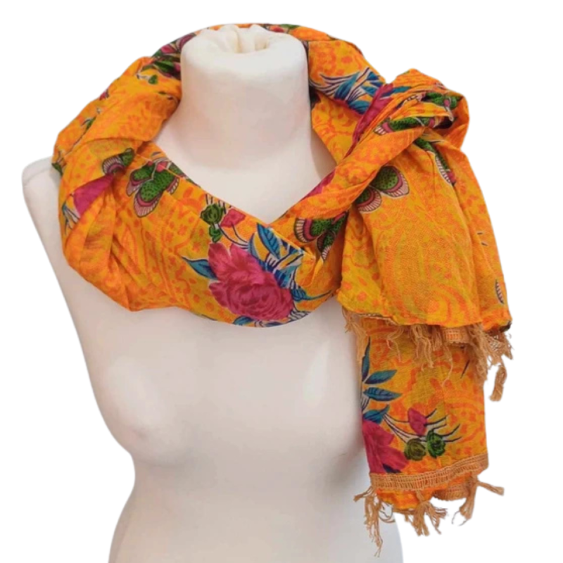 Szal w stylu Chunri - bawełniany z domieszką jedwabiu, etniczny (CH-3)