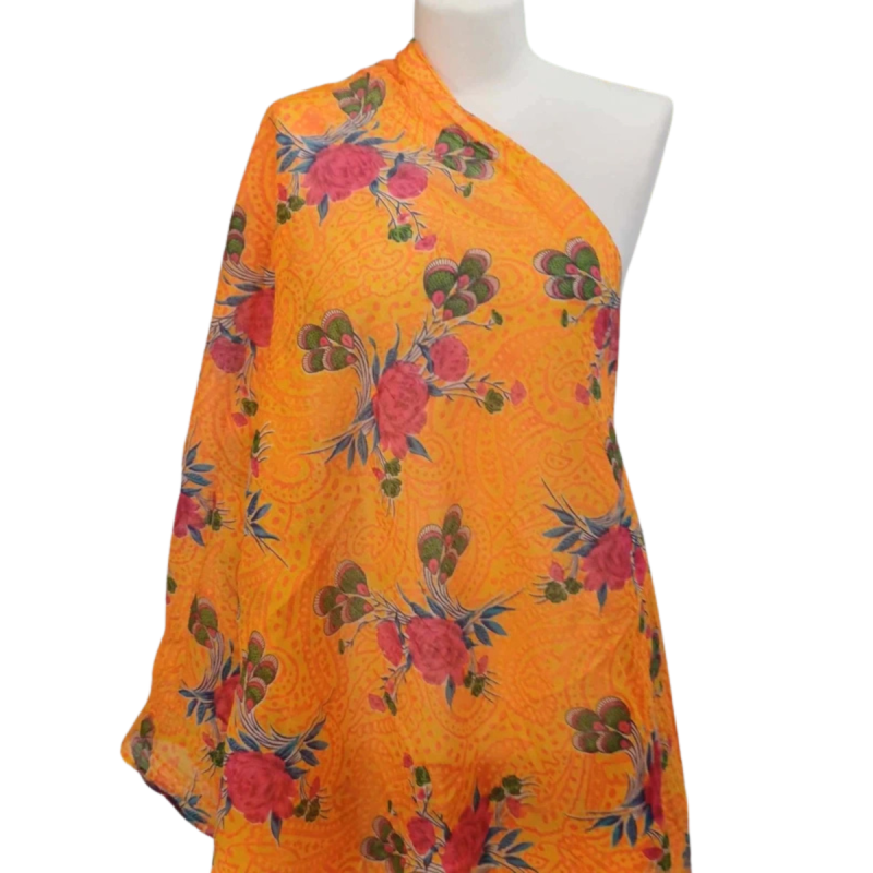 Szal w stylu Chunri - bawełniany z domieszką jedwabiu, etniczny (CH-3)