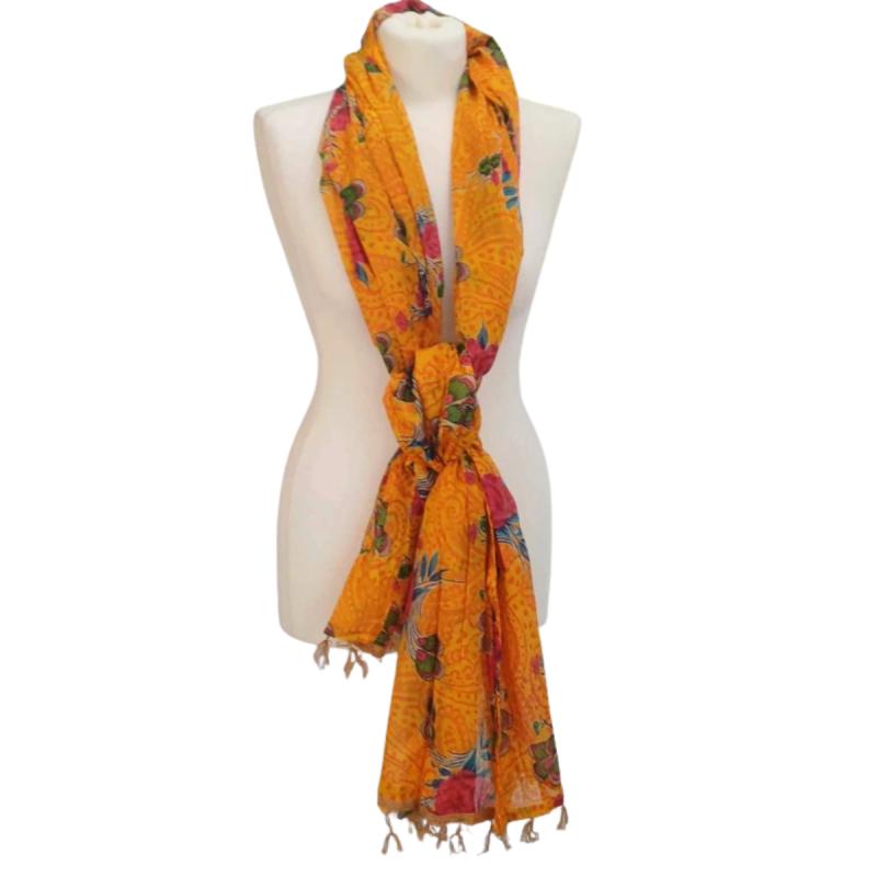 Szal w stylu Chunri - bawełniany z domieszką jedwabiu, etniczny (CH-3)