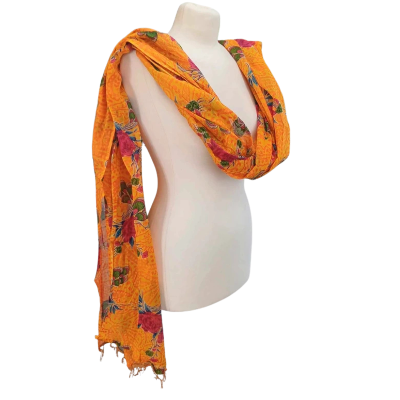 Szal w stylu Chunri - bawełniany z domieszką jedwabiu, etniczny (CH-3)