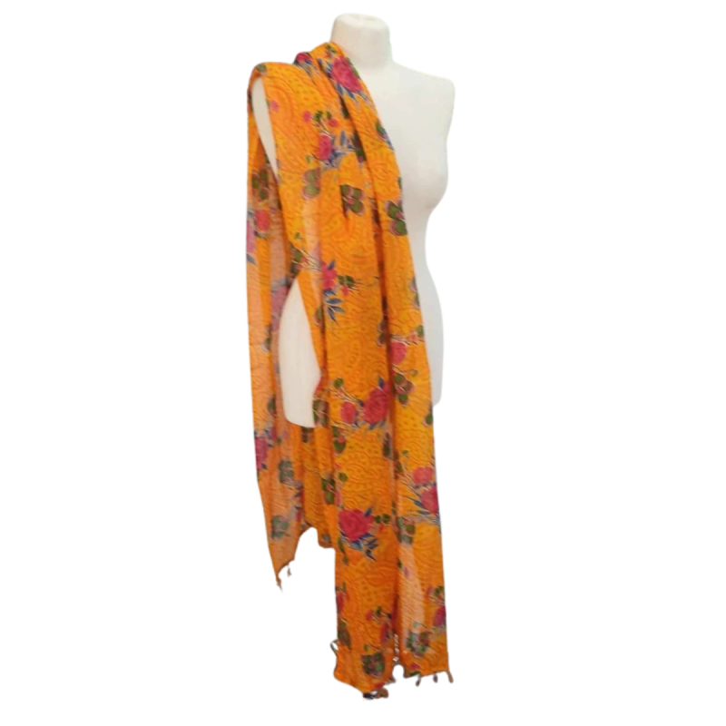 Szal w stylu Chunri - bawełniany z domieszką jedwabiu, etniczny (CH-3)