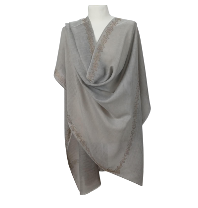 Szal wełniany merino z piękną bordiurą z mieniących kryształków ( W-88)