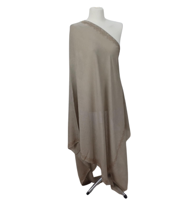 Szal wełniany merino z piękną bordiurą z mieniących kryształków (W-86)