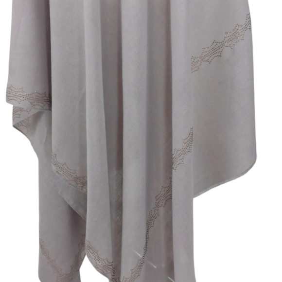 Szal wełniany merino z piękną bordiurą z mieniących kryształków   ( W-83)