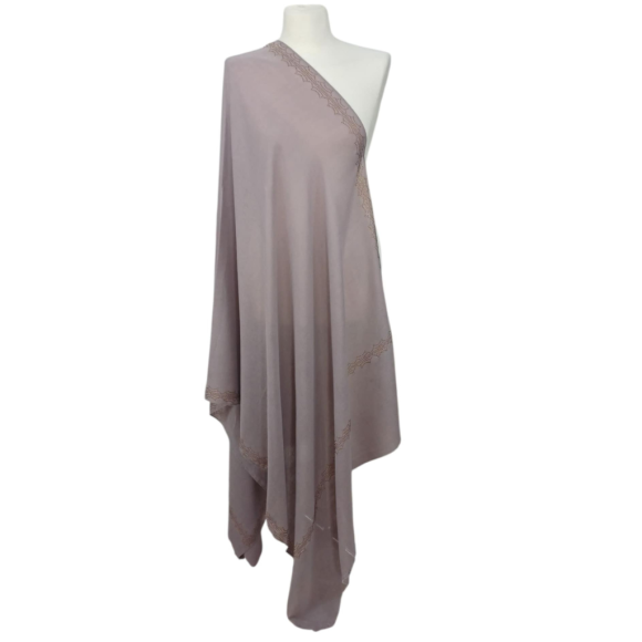 Szal wełniany merino z piękną bordiurą z mieniących kryształków   ( W-83)