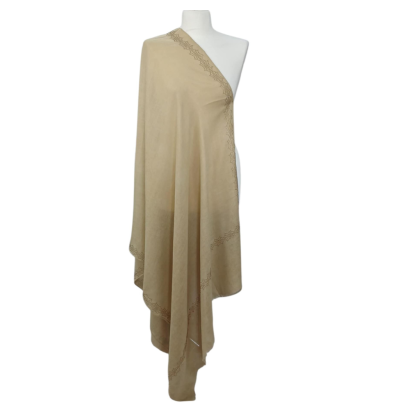 Szal wełniany merino z piękną bordiurą z mieniących kryształków (W-82)