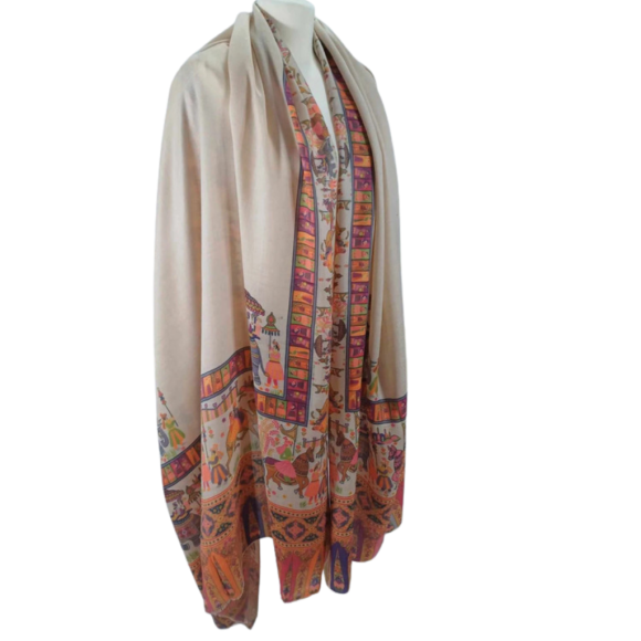 Szal z pashminy Kalamkari  ( P-8)