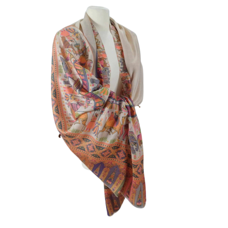 Szal z pashminy Kalamkari  ( P-8)