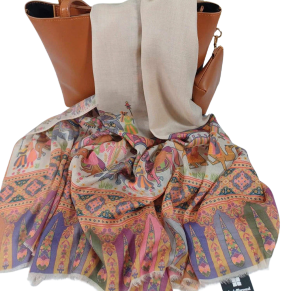 Szal z pashminy Kalamkari  ( P-8)