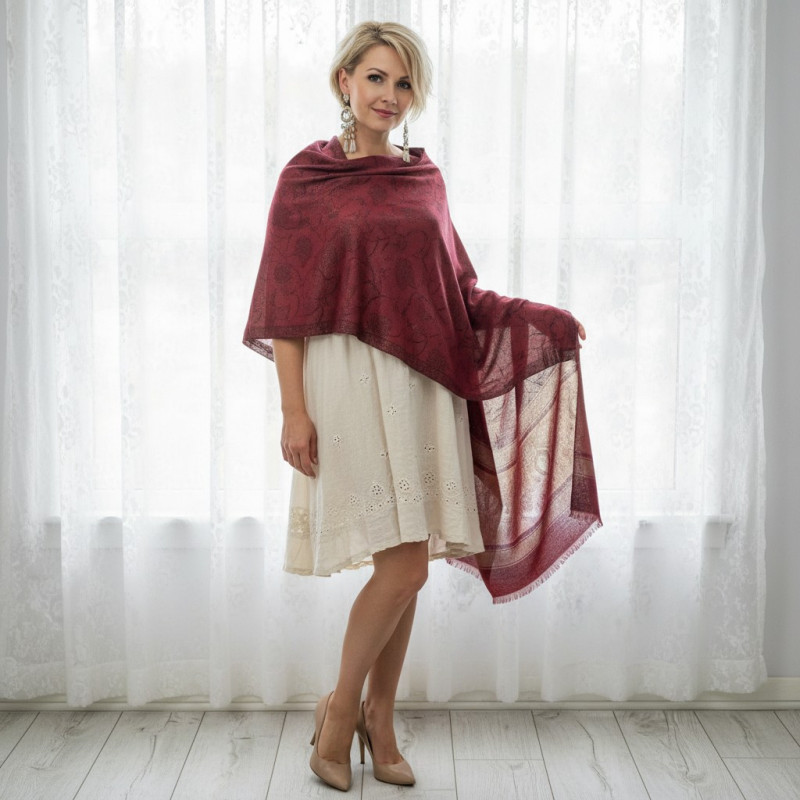 Elegancki szal jedwabny Banarasi z złotą nicią Zari (JE-181)